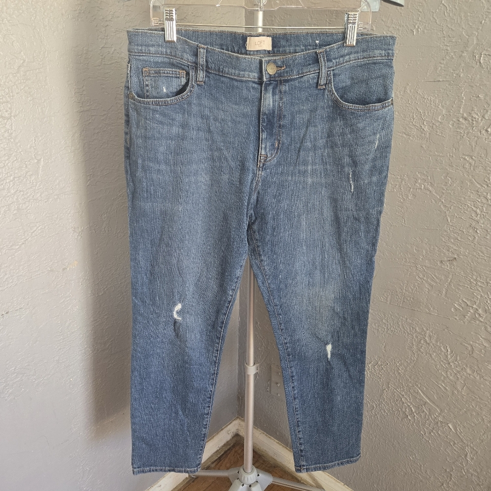 Loft Boyfriend Blue Distressed Jeans